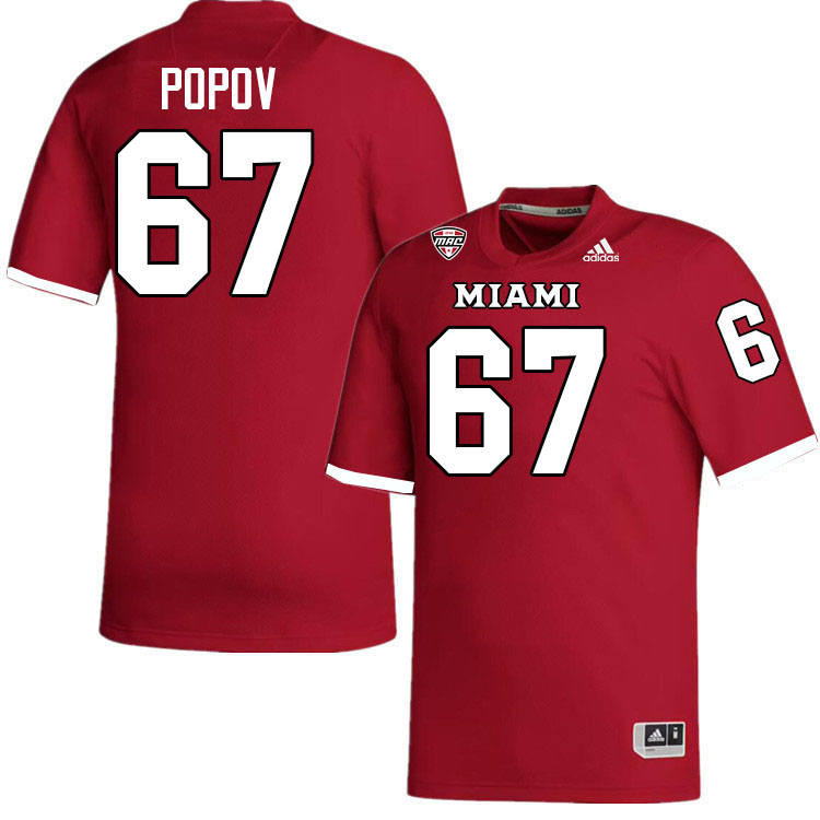 Miami University Redhawks #67 Michael Popov College Football Jerseys Stitched-Red